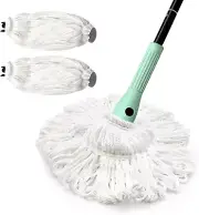 Self Wringing Twist Mop with 57.5 Inches Long Handle, Dry Wet Microfiber Floor M