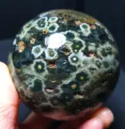 Rare 385G Natural Polished Orbicular Ocean Jasper Sphere Ball Healing WD348