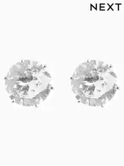 Silver Tone Cubic Zirconia Large Stud Earrings (875294) | $9