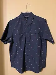 Patagonia Men's Hike Short Sleeved Collared Shirt Tidepool Blue Sz Small