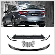 4Pcs Rear Diffuser+Trunk Lip Spoiler+Tail Exhaust Pipe For Honda Accord AK 18-19