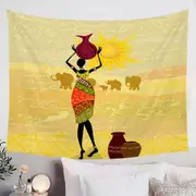 African Woman and an Elephant Parade Tapestry