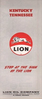 1964 Lion Road Map: Kentucky Tennessee NOS