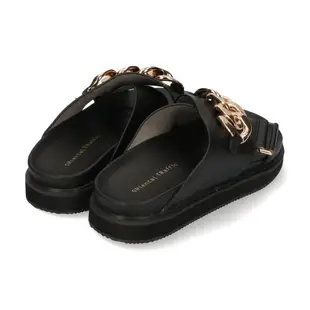ORiental TRaffic 金屬鏈條交叉寬帶穆勒鞋/休閒拖鞋 (兩色 日本OR女鞋 31220)