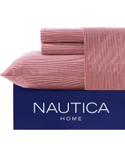 Nautica 200 Thread Count Penny Pinstripe 100% Cotton Percale Sheet Set