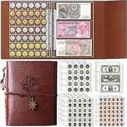 Ettonsun Coin Collection Book 386 Coin Pockets & 12 Currency Sleeves, Coin Collecting Album Holder for Collectors Money Collection Book Coin Display Storage Case Organizer for Coin Collection Supplies