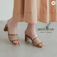 在飛比找蝦皮商城優惠-[明天出貨] Space Picnic｜正韓-方頭編織高跟拖