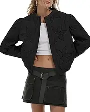 [Locachy] Women's Cropped Puffer Jacket Lightweight Quilted Coat with Pockets