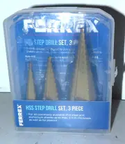 New Ferrex HSS Step Drill set 3 pieces in box