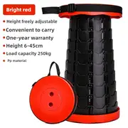 GGP Black And Red Splicing Color Portable Outdoor Telescopic Folding Stool With 100 Weight Bearing Buckles, Lightweight And Compact Design, Perfect For Fishing, Camping, And Travel