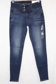 American Eagle Triple Button Jegging Low Rise Next Level Stretch 2 Regular Storm