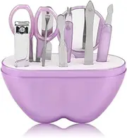 KLVN New 9pcs Apples Shape Stainless Steel Manicure Set Nail Scissors Cosmetic Makeup Tool for Travel Nail Care Product(9pcs Purple)