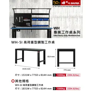 樹德SHUTER 150cm 高荷重型鋼製工作桌 WH-5I｜史泰博