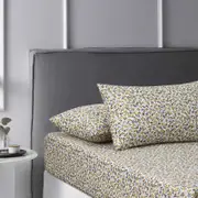 Accessorize Bedroom Collection Single Teal Lisa Teal Washed Cotton Printed Fitted Sheet Set