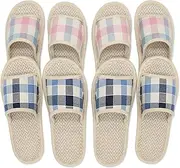 4 Pairs of Open Toe Breathable Slippers, Washable Disposable Home Slippers for Family Spa Guests Hotels,Thick, Soft, Non-Slip,Fits Most Men and Women