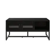 Ashley Coffee Table with Fluted Glass Door - Black Black