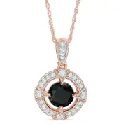 1.17 CT. T.W. Enhanced Black and White Natural Diamond Frame Antique Vintage-Style Pendant in 10K Rose Gold - 17"
