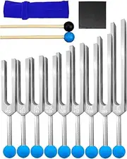 Tuning Fork Set 9 Pcs Tuning Forks for Healing Chakra with Reflex Hammer Gift for Buddhists Yoga Teacher Sound Healer (174 Hz, 285 Hz, 396 Hz, 417 Hz, 528 Hz, 639 Hz etc)