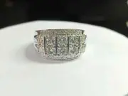 Men's Engagement Round Real Moissanite 2.90 Ct Custom Proposal Ring 925 Silver