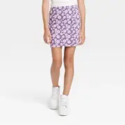 Girls Knit Skirt - Art Class Purple Floral Size S 6/6X