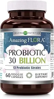 Amazing Flora Probiotic 13 Strains, 60 Veggie Capsules *Promotes Digestive & Immune Health *Supports Intestinal Health *Restores Natural Balance of Good Bacteria (30 Billion)