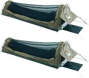 2X Adventure Kings Single Camping Swag Kwiky 260gsm Ripstop Canvas 50mm Mattress
