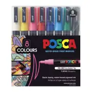 Uni Posca PC3M Bullet Tip Marker Water Based Pigments Non toxic ink Pack of 8
