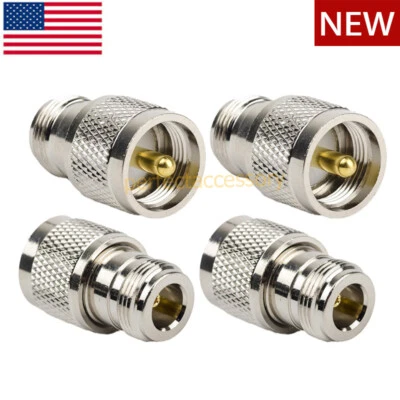 4Pcs UHF Male Plug PL-259 to N Female Jack RF Straight Coax Adapter Connector
