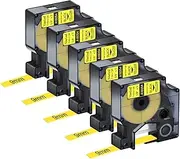 NineLeaf 5 x Compatible for Dymo Rhino 18054 S0718290 Tape 3/8'' 9mm x 1.5m IND Heat Shrink Tube Black on Yellow for Wires Cables in Rhino 4200 5000 5200 6000 Tyco T107M Industrial Label Maker