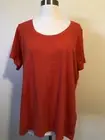 Eileen Fisher Organic Cotton Orange Short Sleeve Mamld unk tee top Sz L New