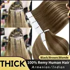 Tape In Real Human Hair Extensions Remy Skin Weft Full Head Black/Brown/Blonde
