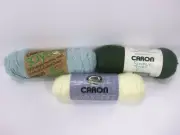 Lot of 3 Caron Simply Soft White, Green ,Light Blue 4 ply Yarn
