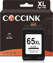COCCINK 65XL Black Ink Cartridge Remanufactured for HP 65 Ink Cartridge for DeskJet 3772 3720 3721 3752 3755 3758 3700 2600 2652 2655 Envy 5055 5052 5058 Printer hp65xl hp 65xl 1 Black