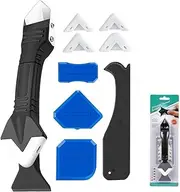 Caulking Tools set, 3 in 1 Caulking Tool, Glass Glue Angle Scraper, Caulking Nozzle Applicator Finishing Tool Set Kit Sealant Caulk Grout Remover Scraper for Kitchen, Bathroom, Window, Sink Joint