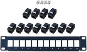 12 Port CAT5e RJ45 Straight Through Distribution Frame with trapezoidal mounting Bracket