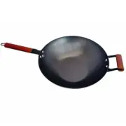 13.5" Carbon steel woks & stir-fry pans, Flat Bottom Chinese Wok Pan Cookware