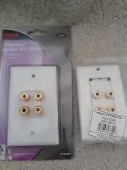 RCA 4-Terminal Speaker Wall Plate With Gold Connectors + Monoprice 4-terminal