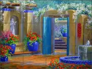 Ceramic Tile Mural Backsplash Senkarik Southwest Courtyard Art MSA162