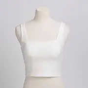[qbodp] Women's Crop Camisole with Built in Bra,Ribbed Cami Tank Top Summer Sleeveless Cami Top