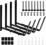 4pcs Window Box Brackets Adjustable 18-23cm Planter Box Bracket Heavy Duty Iron Flower Box Holder Wall Mount Planter Shelving for Railings Deck Windowsills Fences and Balcony