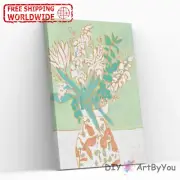 Paint By Numbers Kit Plant Abstract DIY Draw Framed Canvas Acrylic Oil Wall Home