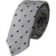 Dolce & Gabbana Black White Dot Fantasy Silk Adjustable Men Tie - RRP 426.6 USD