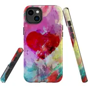 For iPhone 14 Plus Case Tough Protective Cover, Heart Painting