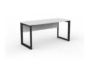 OL Anvil Straight Desk with Modesty White Top with Black Frame