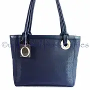NEW OROTON Stencil Large Tote Shoulder Hand Bag Navy Leather Jacq Tag Dustbag