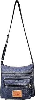 Bijoux de Ja Dark Blue Denim Jeans Canvas Zipper Crossbody Messenger Shoulder Bag Sac Pouch Purse Handbag for Unisex
