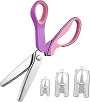DECORNIJIA 4pcs Sewing Pinking Shears Ultra Sharp Fabric Paper Cutting Scissors with Serrated Blades Portable Folding Design for Crafts Tailoring and DIY Projects