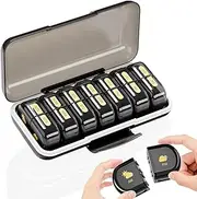 Weekly Pill Box Organiser Pill Boxes 7 Day 2 Times a Day,Portable Daily Pill Dispenser with 14 Detachable Copartments to Hold Vitamins, Cod Liver Oil, Supplements and Medication, Black
