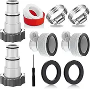 Threaded Hose Adapter Kit for 1.5 and 1.25 Inch Hoses, PVC Pipe Connector with 2.25in Threaded Collar and O Ring, Compatible with Filter Pumps/Salt Systems/Generators