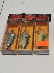 (3) Rapala RNR-4 Rattlin’ Rapala 1.5” 3/16oz Lipless CrankBaits All New
